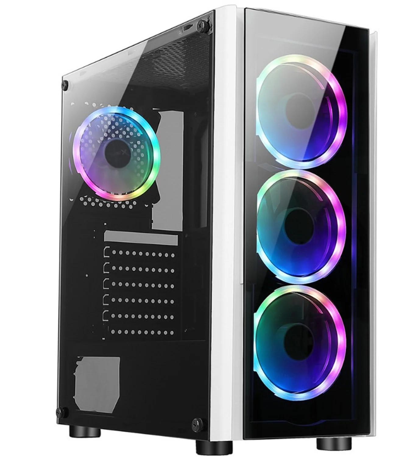 Gabinete Gamer XZEAL XZ110-1 ATX 3 Fan Cristal Templado RGB Blanco XZCGB12W