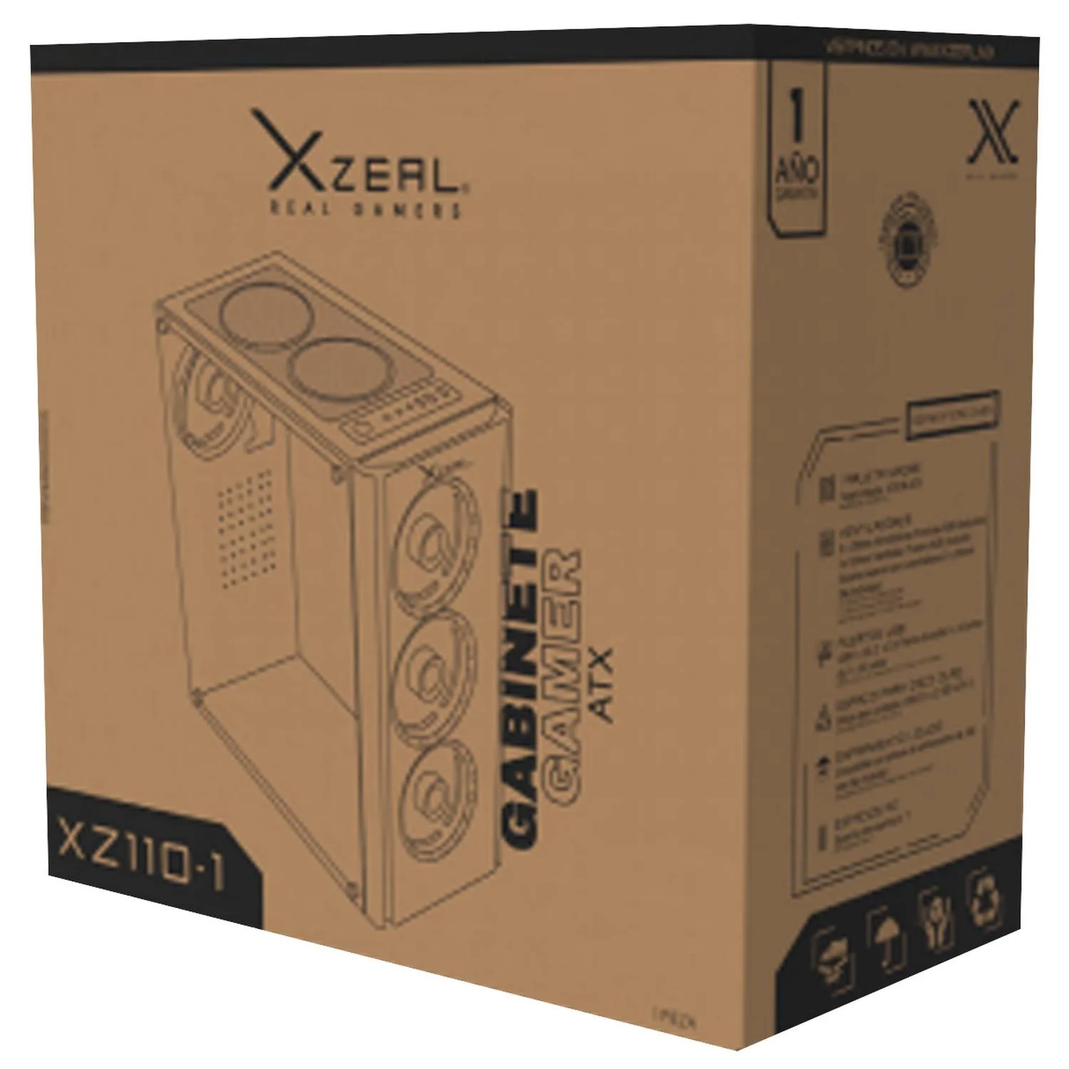 Gabinete Gamer XZEAL XZ110-1 ATX 3 Fan Cristal Templado RGB Blanco XZCGB12W - Image 5
