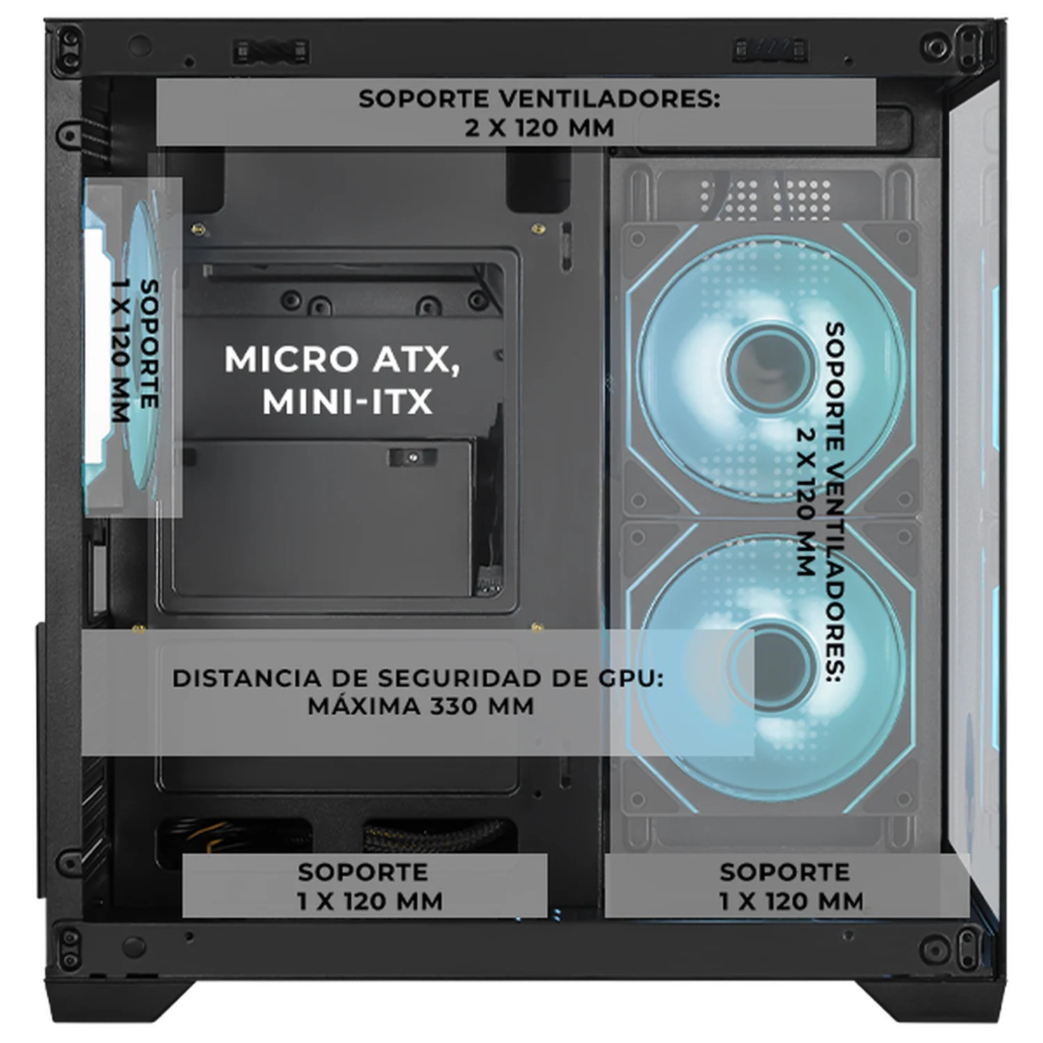 Gabinete XTREME PC GAMING Alienware Edition Mini Torre 3 Fan ARGB Negro CXTALTABK - Image 3