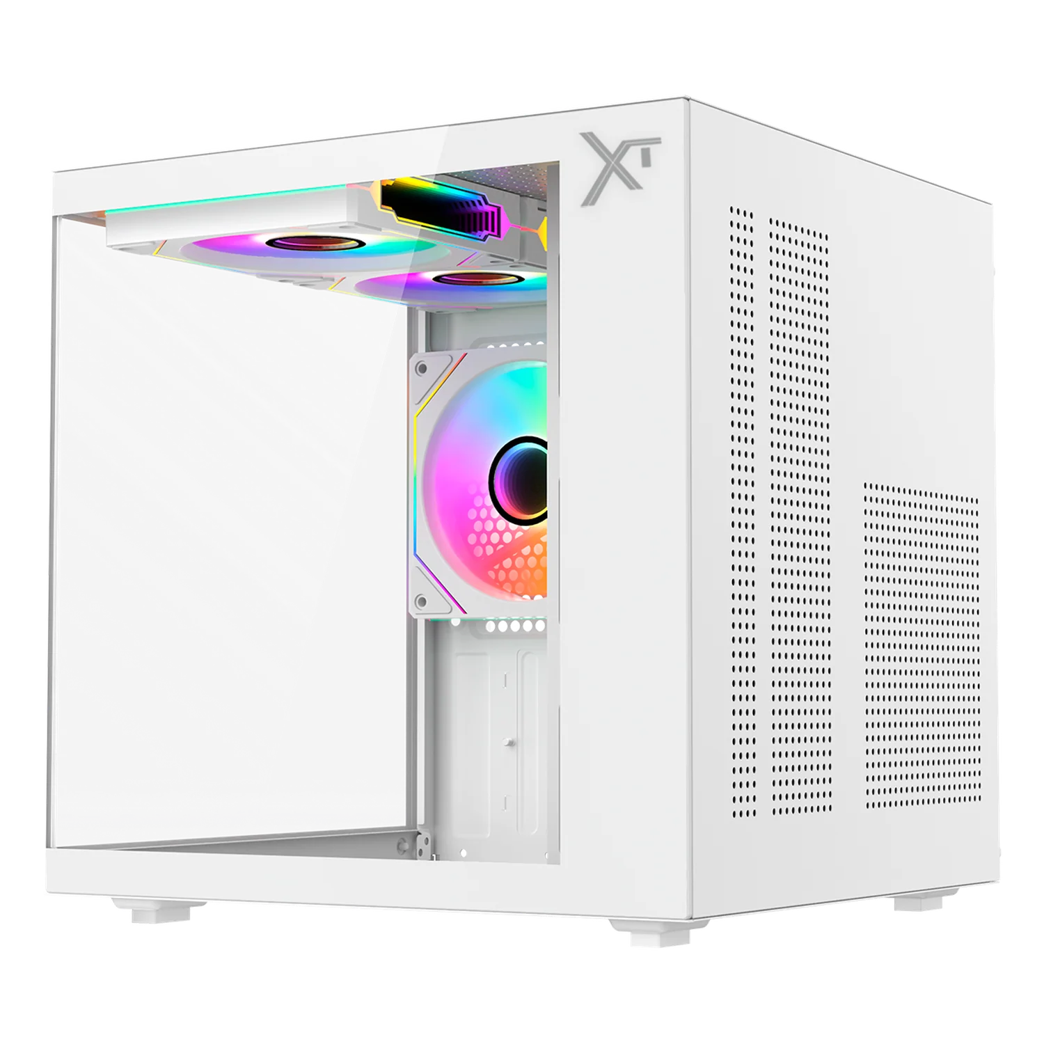 Gabinete XTREME PC GAMING Crystal Compact Mini Torre 3 Fan ARGB 500W Blanco CDXT3500WT - Image 2