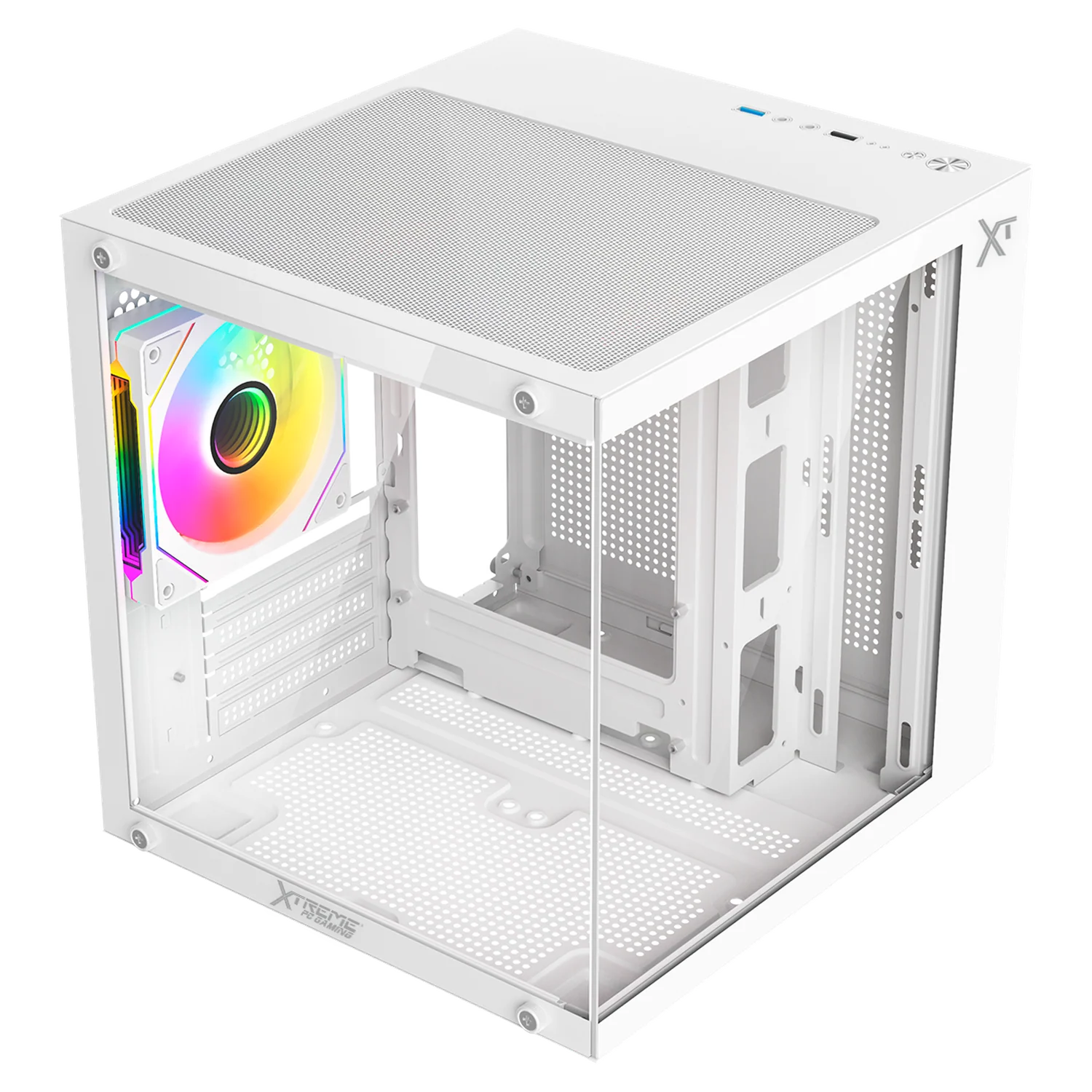 Gabinete XTREME PC GAMING Crystal Compact Mini Torre 3 Fan ARGB 500W Blanco CDXT3500WT - Image 5