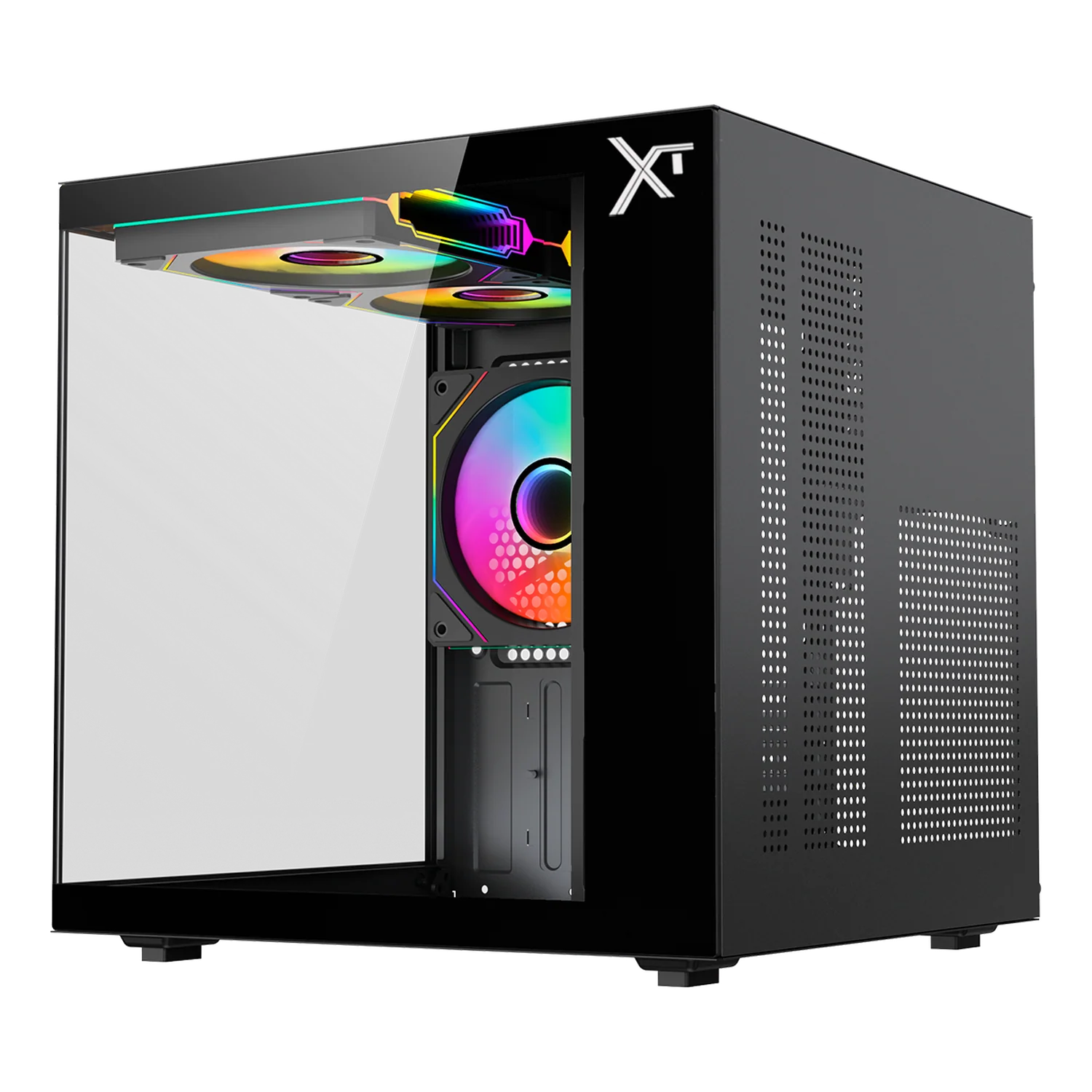 Gabinete XTREME PC GAMING Crystal Compact Mini Torre 3 Fan ARGB 500W Negro CDXT3500BK - Image 2