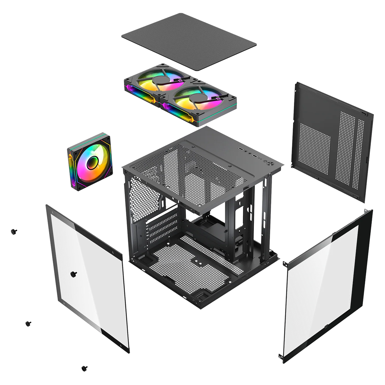 Gabinete XTREME PC GAMING Crystal Compact Mini Torre 3 Fan ARGB 500W Negro CDXT3500BK - Image 3