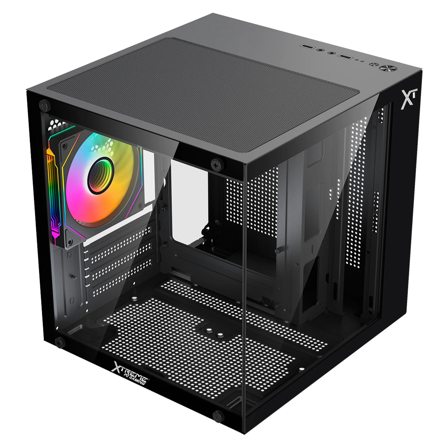Gabinete XTREME PC GAMING Crystal Compact Mini Torre 3 Fan ARGB 500W Negro CDXT3500BK - Image 5