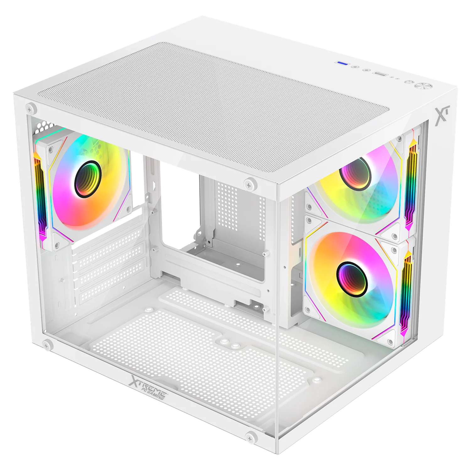 Gabinete XTREME PC GAMING Crystal Core Mini Torre 3 Fan ARGB 600W Blanco CDXT3700WT - Image 5