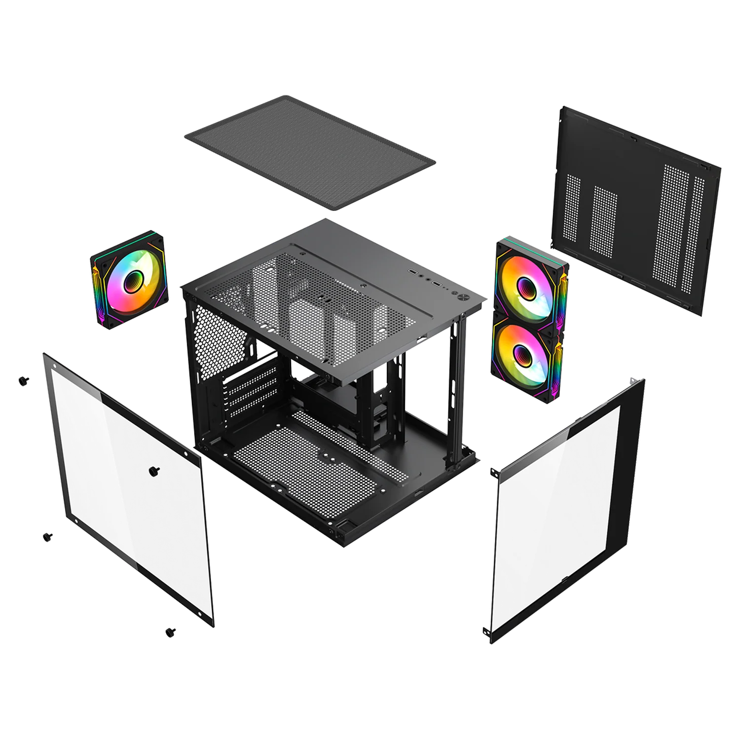 Gabinete XTREME PC GAMING Crystal Core Mini Torre 3 Fan ARGB 600W Negro CDXT3700BK - Image 3