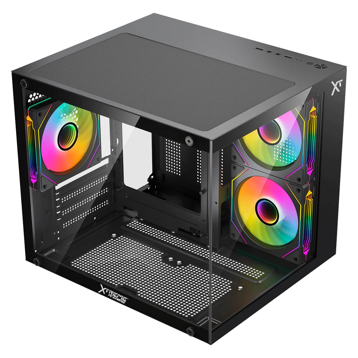 Gabinete XTREME PC GAMING Crystal Core Mini Torre 3 Fan ARGB 600W Negro CDXT3700BK - Image 5