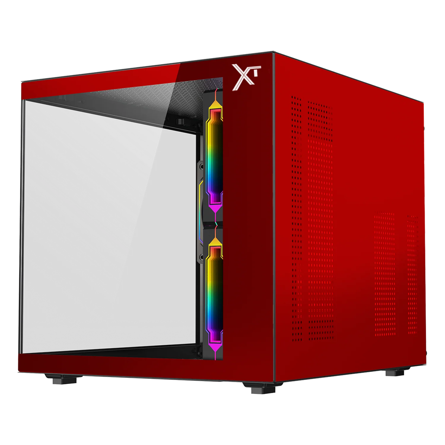 Gabinete XTREME PC GAMING Crystal Core Mini Torre 3 Fan ARGB 600W Rojo CDXT3700RD - Image 2