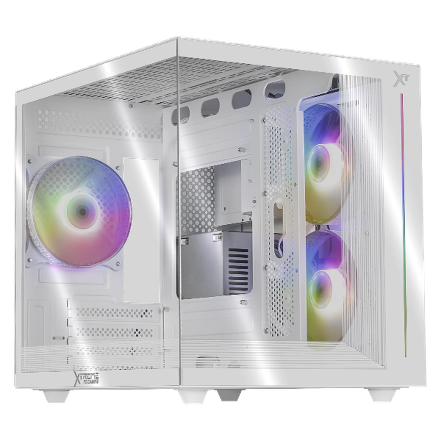 Gabinete XTREME PC GAMING Crystal Cube Mini Torre 3 Fan ARGB Blanco CXT955WT