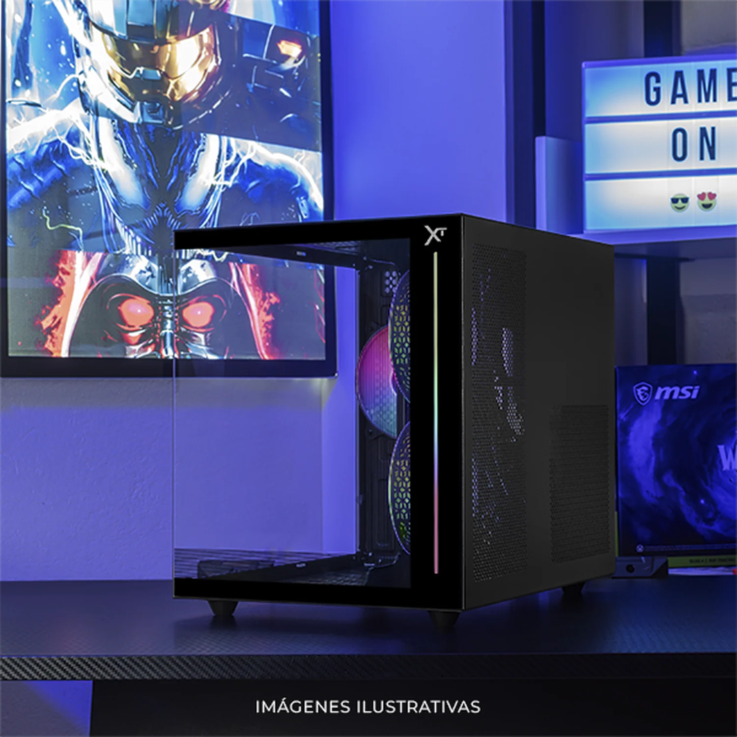Gabinete XTREME PC GAMING Crystal Cube Mini Torre 3 Fan ARGB Negro CXT955BK - Image 6