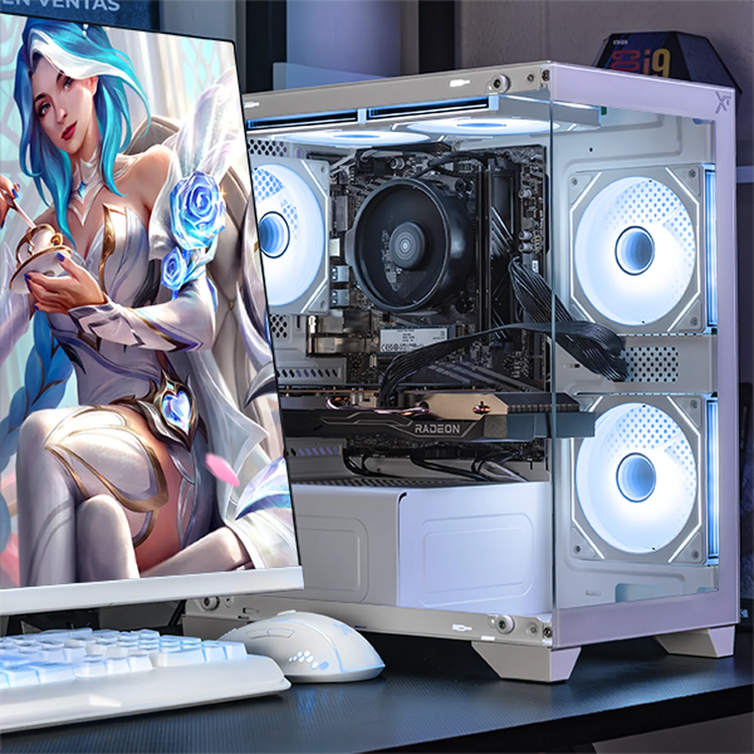Gabinete XTREME PC GAMING Crystal Hive Mini Torre 5 Fan ARGB Blanco CXT3600WT - Image 6