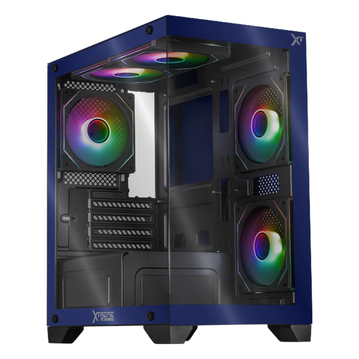 Gabinete XTREME PC GAMING Crystal Hive Mini Torre 5 Fan ARGB HUB Azul CXT3600BU