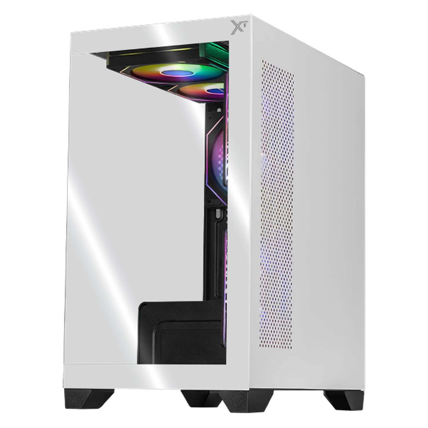 Gabinete XTREME PC GAMING Crystal Hive Mini Torre 5 Fan ARGB HUB Blanco y Negro CXT3600BW - Image 2