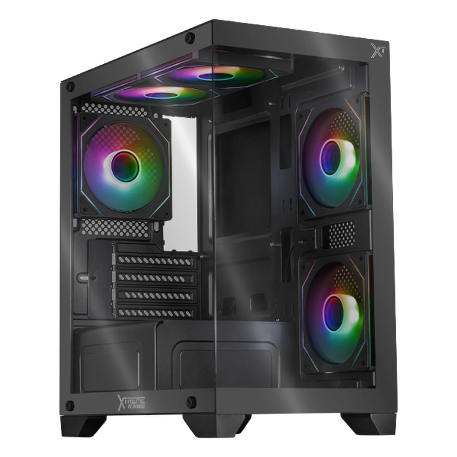 Gabinete XTREME PC GAMING Crystal Hive Mini Torre 5 Fan ARGB HUB Gris CXT3600GY
