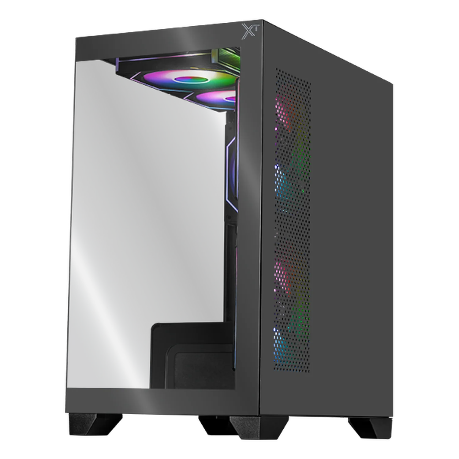 Gabinete XTREME PC GAMING Crystal Hive Mini Torre 5 Fan ARGB HUB Gris CXT3600GY - Image 2