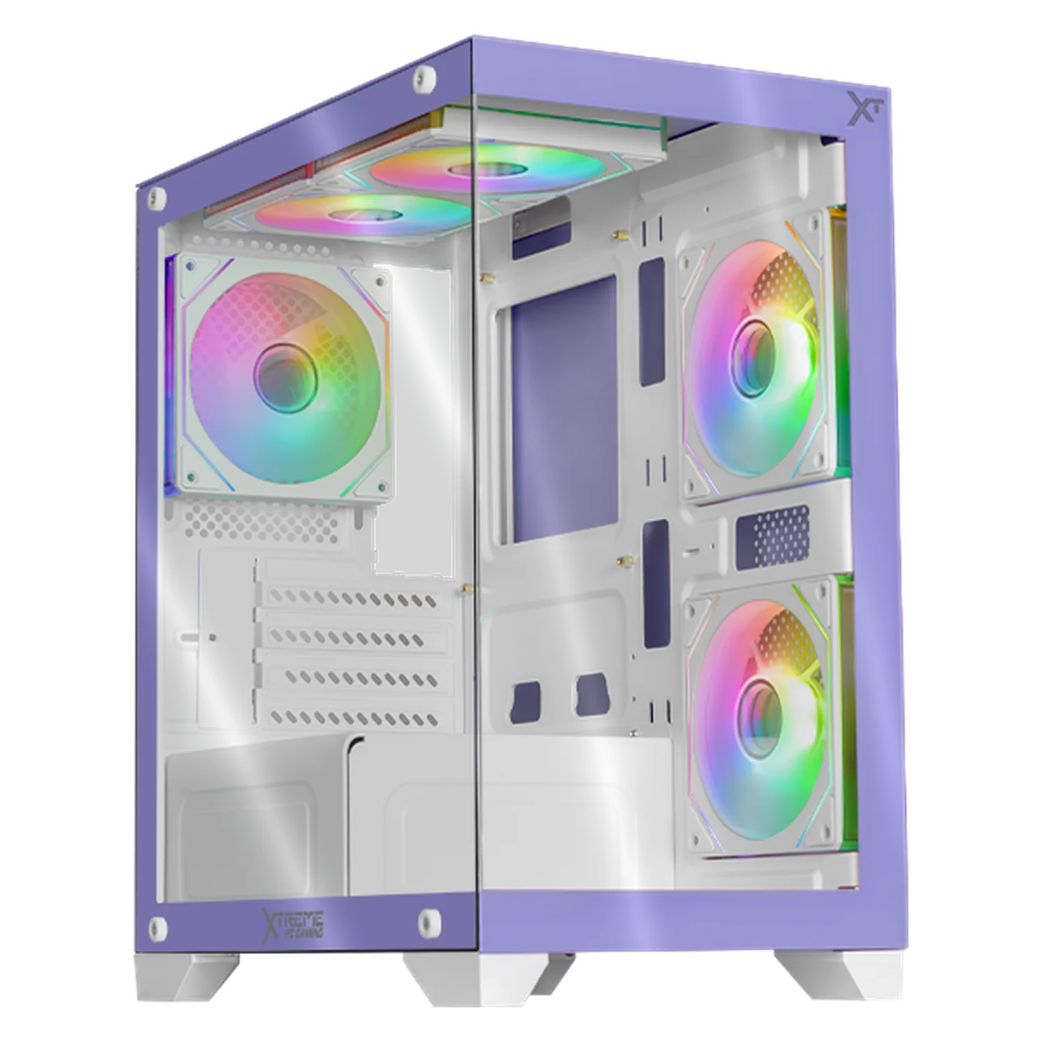 Gabinete XTREME PC GAMING Crystal Hive Mini Torre 5 Fan ARGB HUB Lila CXT3600LC