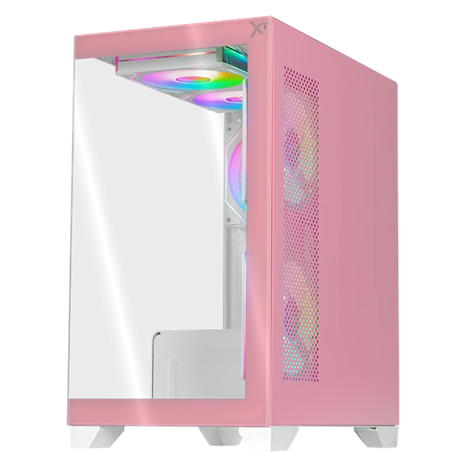 Gabinete XTREME PC GAMING Crystal Hive Mini Torre 5 Fan ARGB HUB Pink CXT3600PK - Image 2