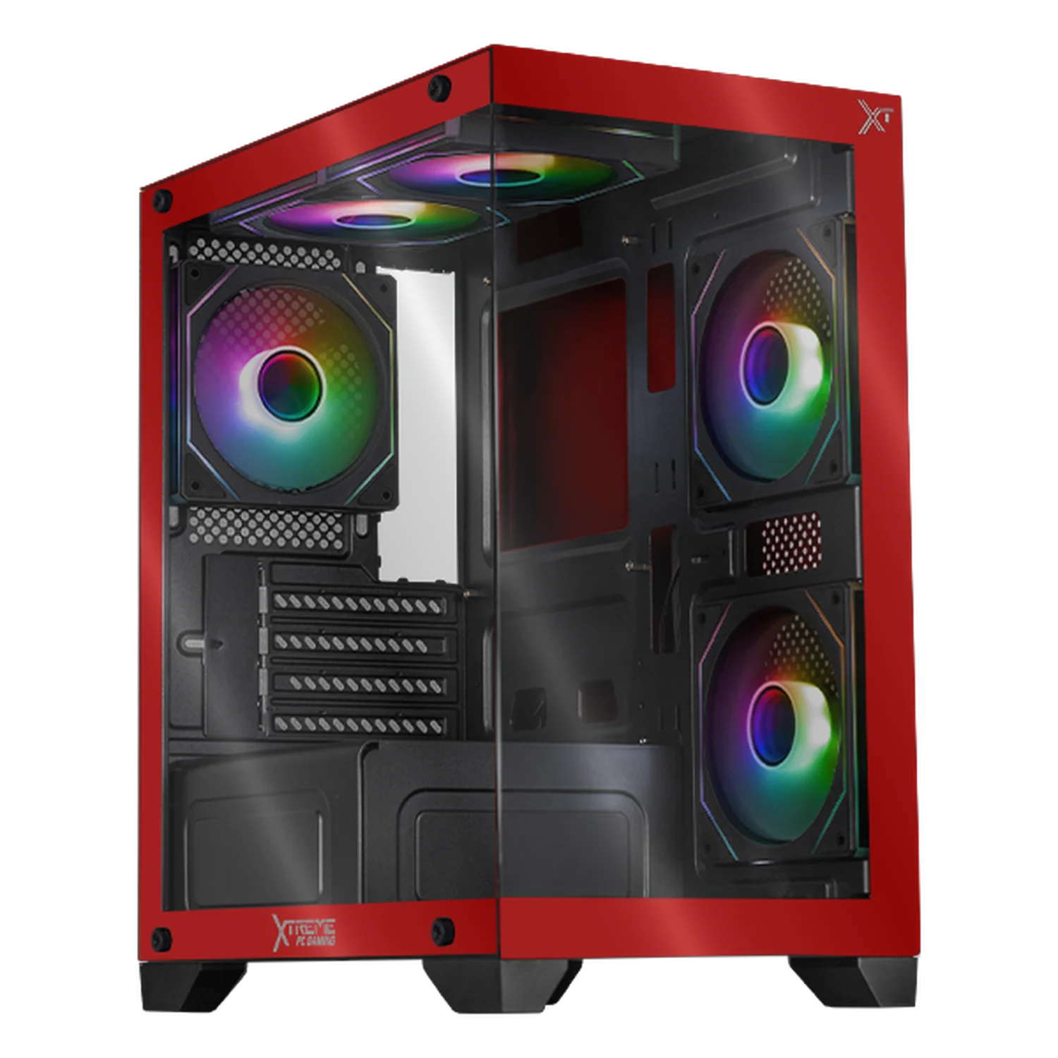 Gabinete XTREME PC GAMING Crystal Hive Mini Torre 5 Fan ARGB HUB Rojo CXT3600RD