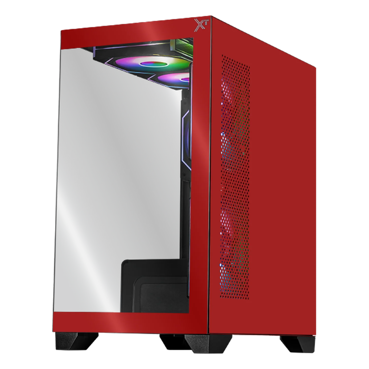 Gabinete XTREME PC GAMING Crystal Hive Mini Torre 5 Fan ARGB HUB Rojo CXT3600RD - Image 2