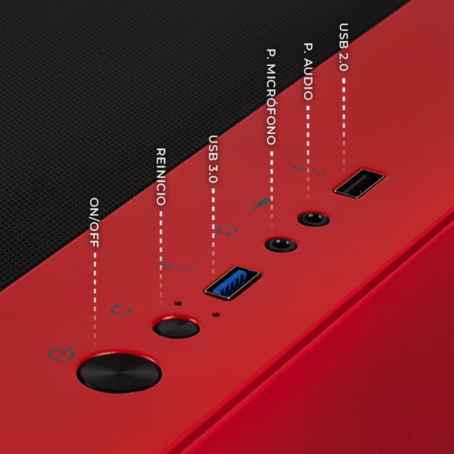 Gabinete XTREME PC GAMING Crystal Hive Mini Torre 5 Fan ARGB HUB Rojo CXT3600RD - Image 4