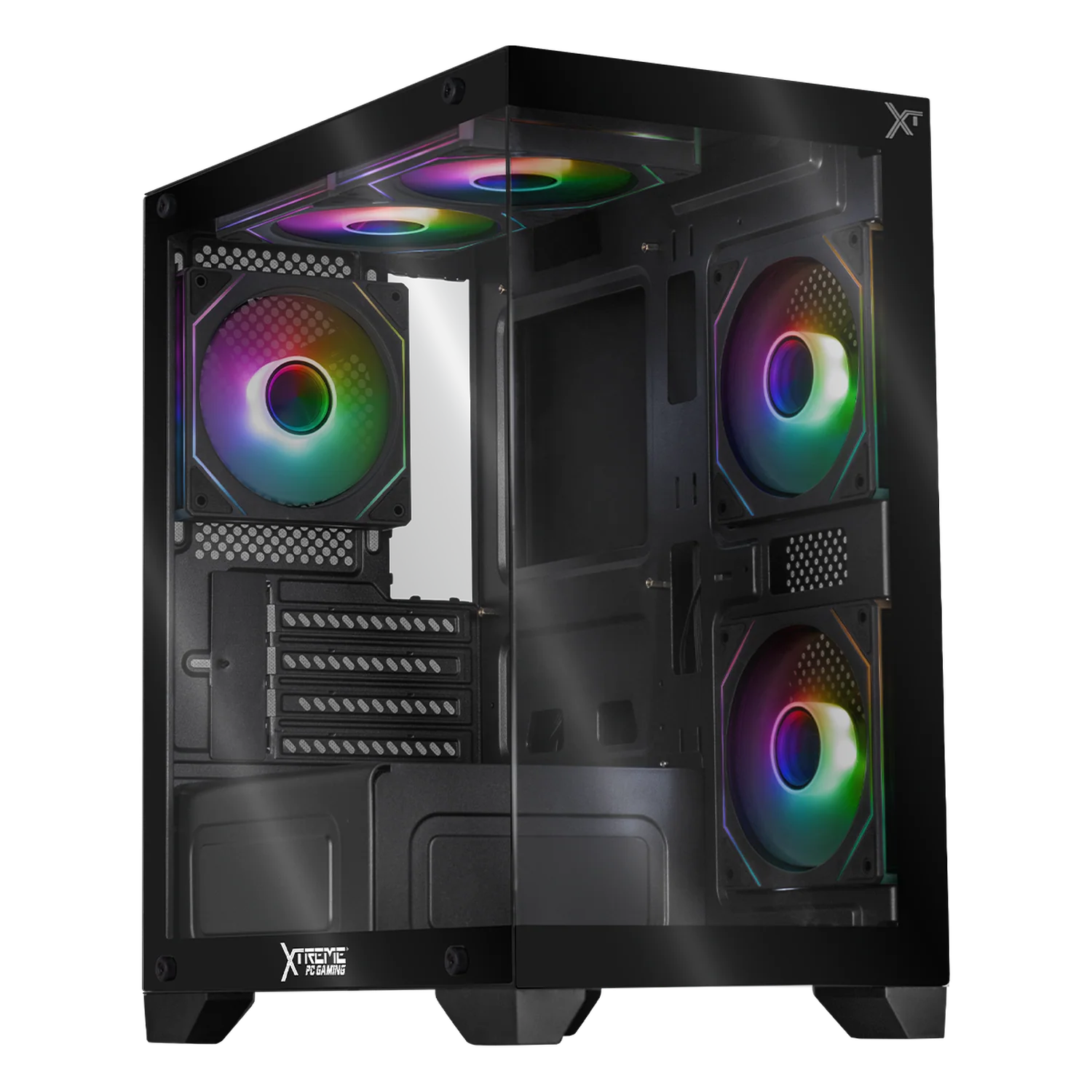 Gabinete XTREME PC GAMING Crystal Hive Mini Torre 5 Fan ARGB Negro CXT3600BK