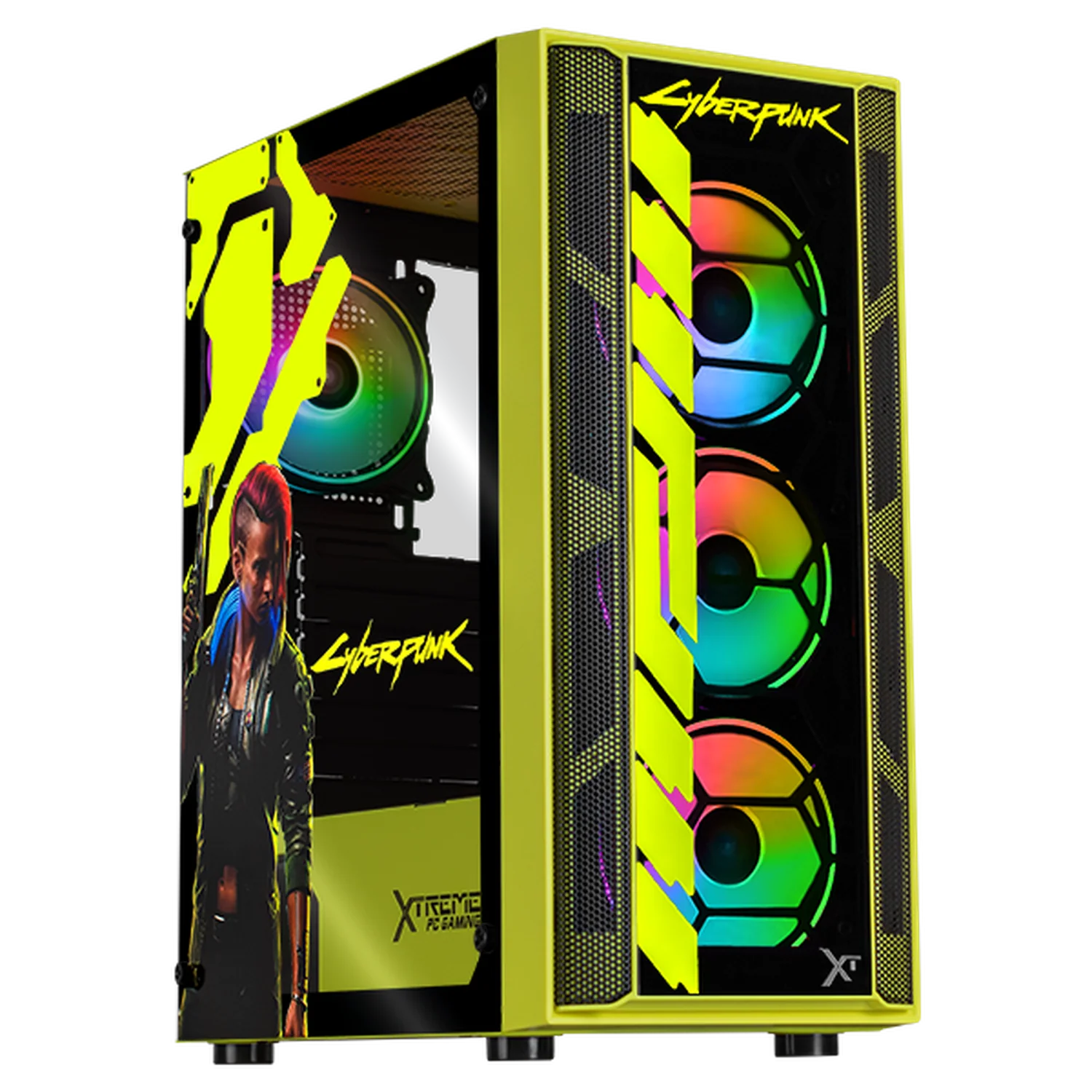 Gabinete XTREME PC GAMING Cyberpunk Valerie Edition Media Torre 4 Fan ARGB Verde Neon CXTCYVAKRNG