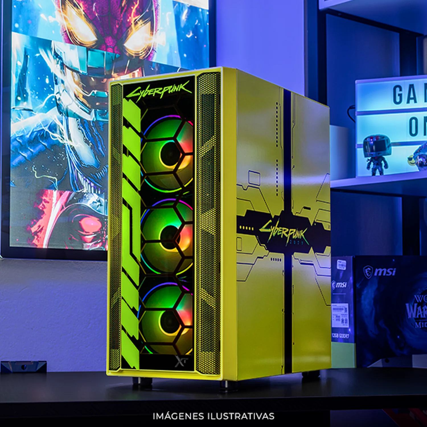 Gabinete XTREME PC GAMING Cyberpunk Vincent Edition Media Torre 4 Fan ARGB Verde Neon CXTCYVIKRNG - Image 6