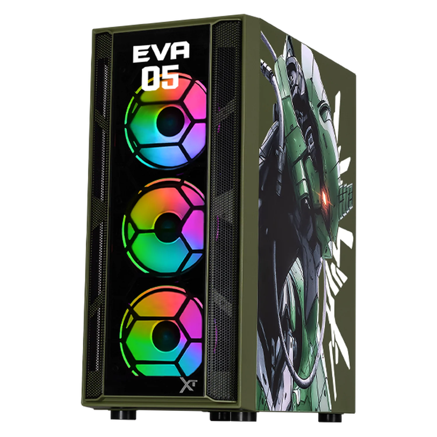 Gabinete XTREME PC GAMING Evangelion 05 Comic Edition Media Torre 4 Fan ARGB Verde Militar CXTEV5KRDG - Image 2