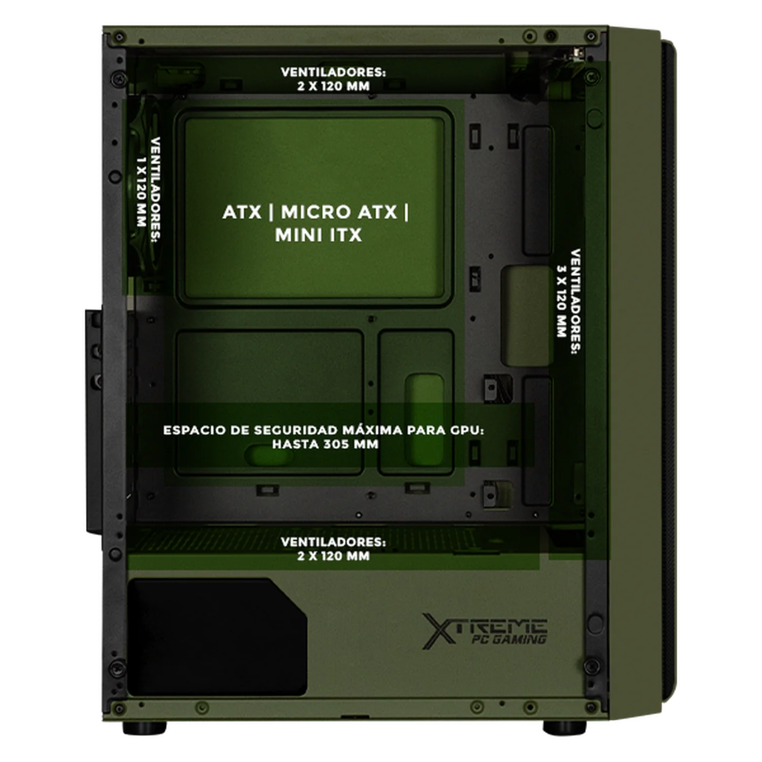 Gabinete XTREME PC GAMING Evangelion 05 Comic Edition Media Torre 4 Fan ARGB Verde Militar CXTEV5KRDG - Image 3