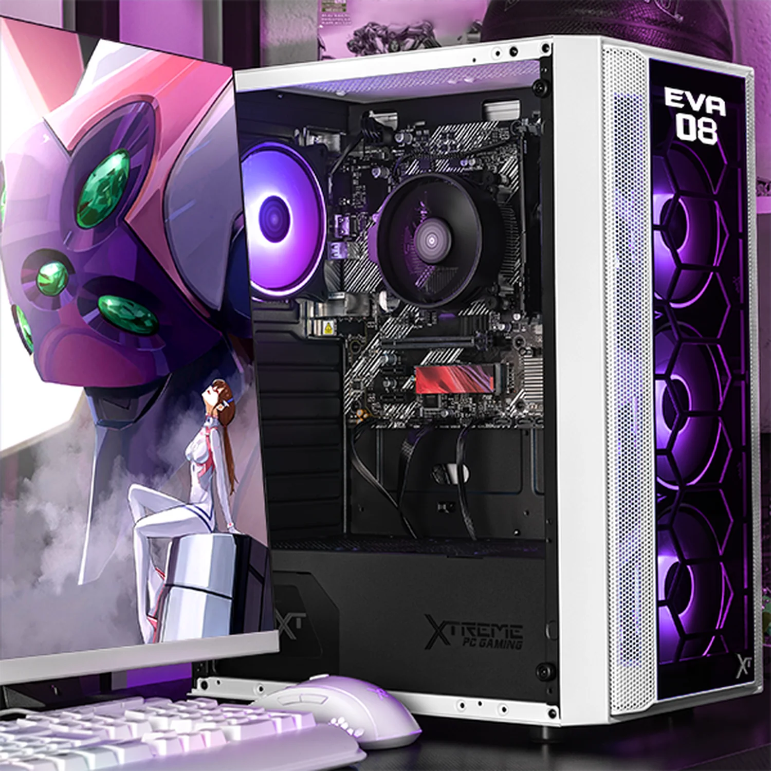 Gabinete XTREME PC GAMING Evangelion 08 Comic Edition Media Torre 4 Fan ARGB Blanco CXTEV8WT - Image 6