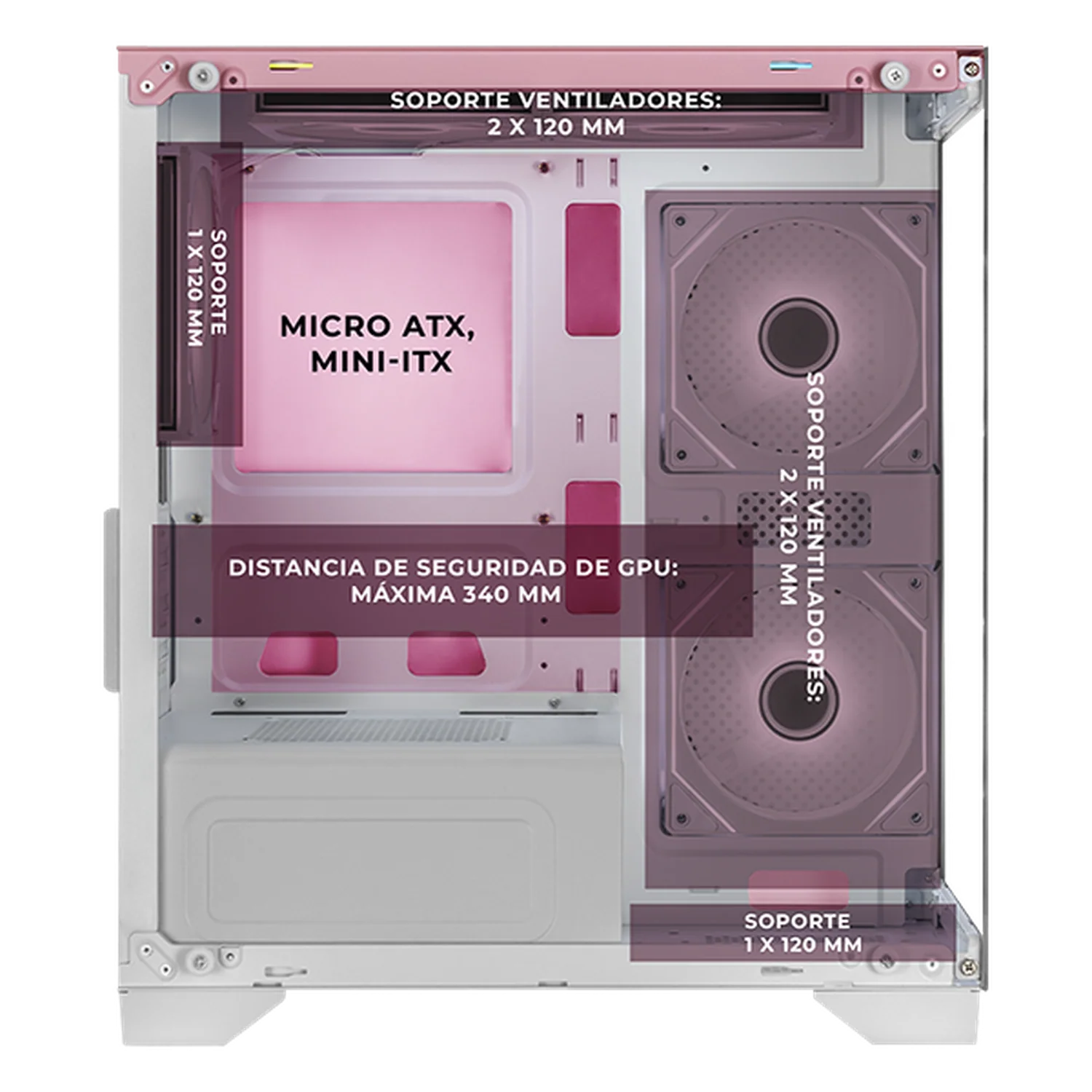 Gabinete XTREME PC GAMING Evangelion 08 Comic Edition Mini Torre 5 Fan ARGB HUB Pink CXTEVHIPK - Image 3