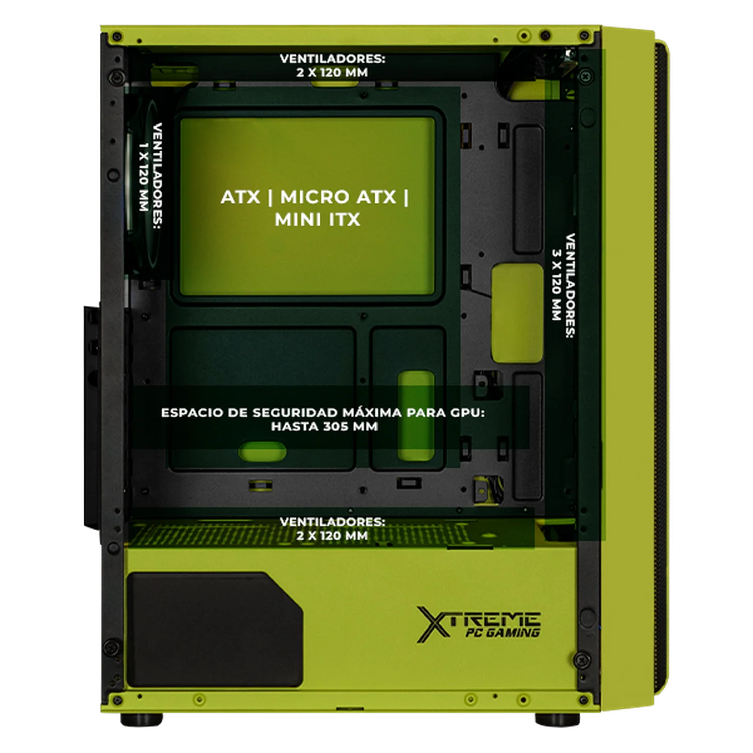 Gabinete XTREME PC GAMING Ghost Edition Media Torre 4 Fan ARGB Verde Neon CXTGHKRNG - Image 3