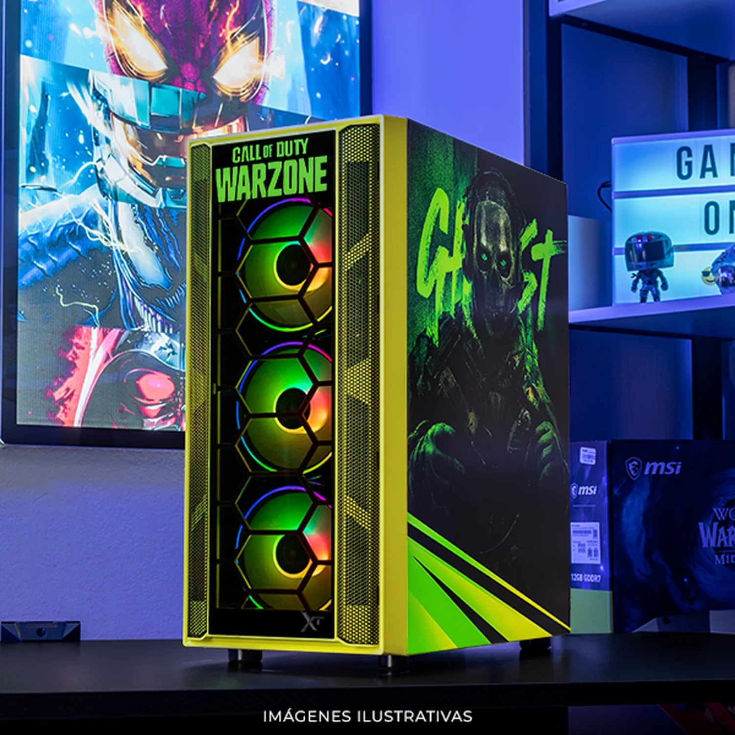 Gabinete XTREME PC GAMING Ghost Edition Media Torre 4 Fan ARGB Verde Neon CXTGHKRNG - Image 6