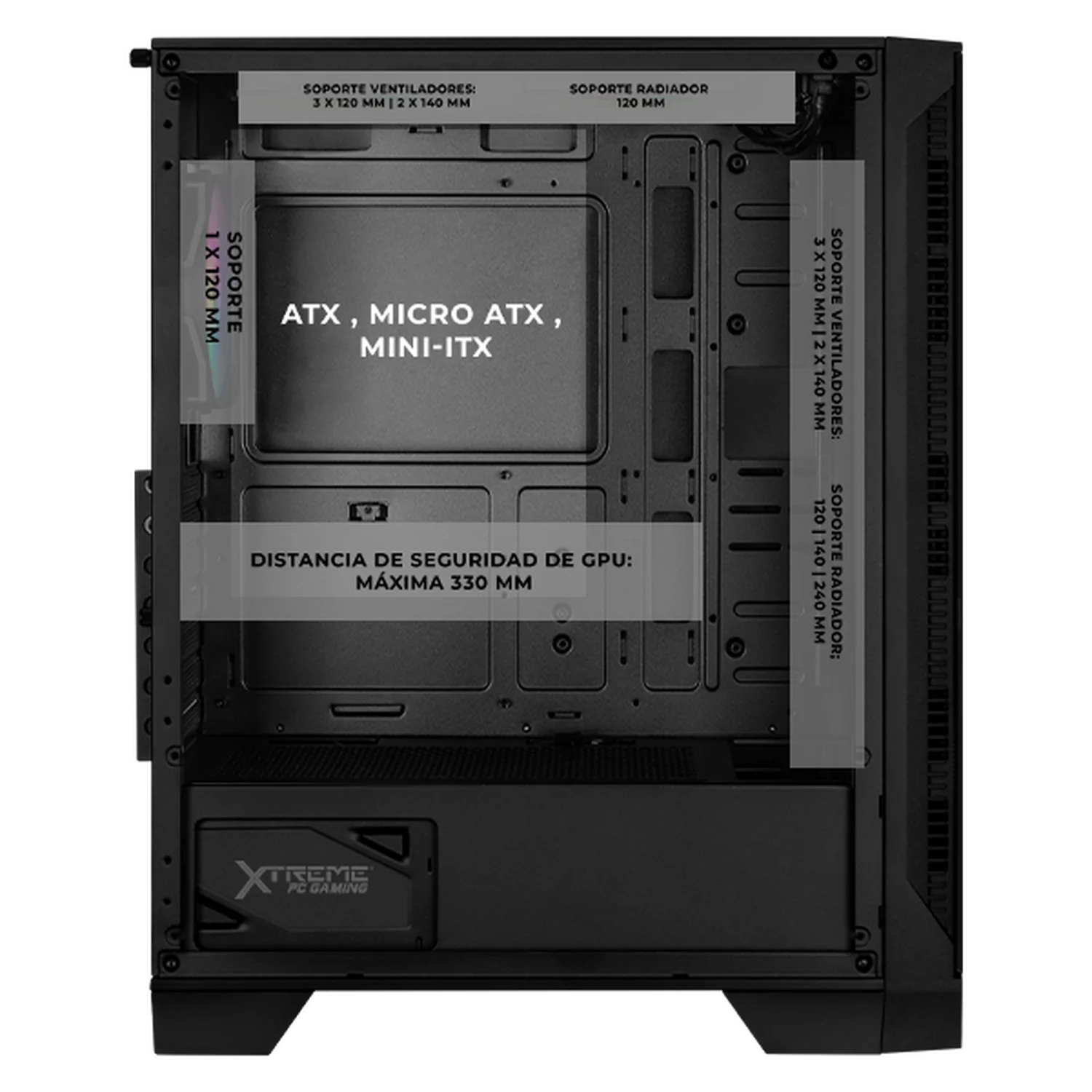 Gabinete XTREME PC GAMING Loong:Nia Edition Media Torre 6 Fan RGB Negro CXTLOMABK - Image 3