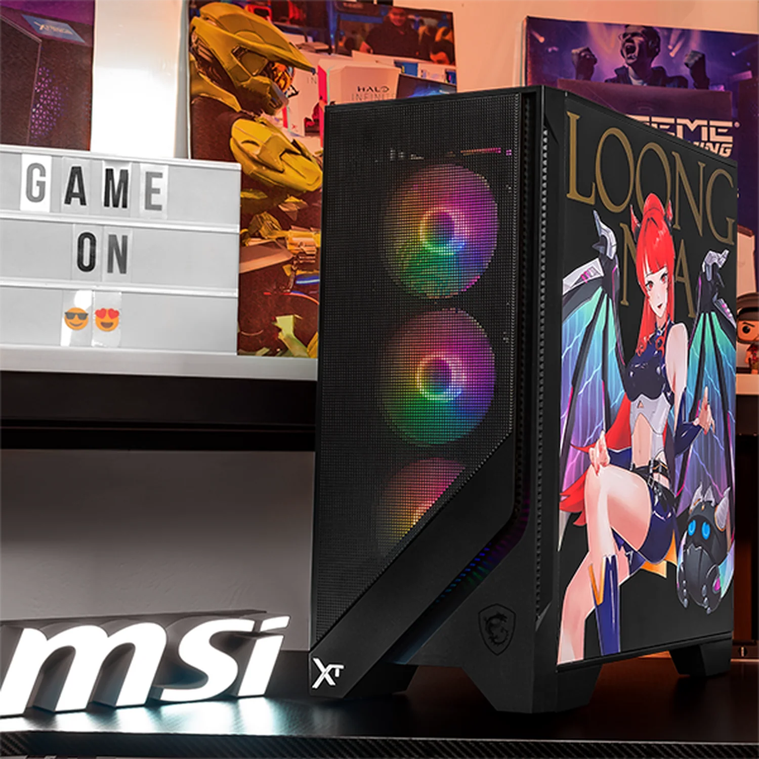 Gabinete XTREME PC GAMING Loong:Nia Edition Media Torre 6 Fan RGB Negro CXTLOMABK - Image 6
