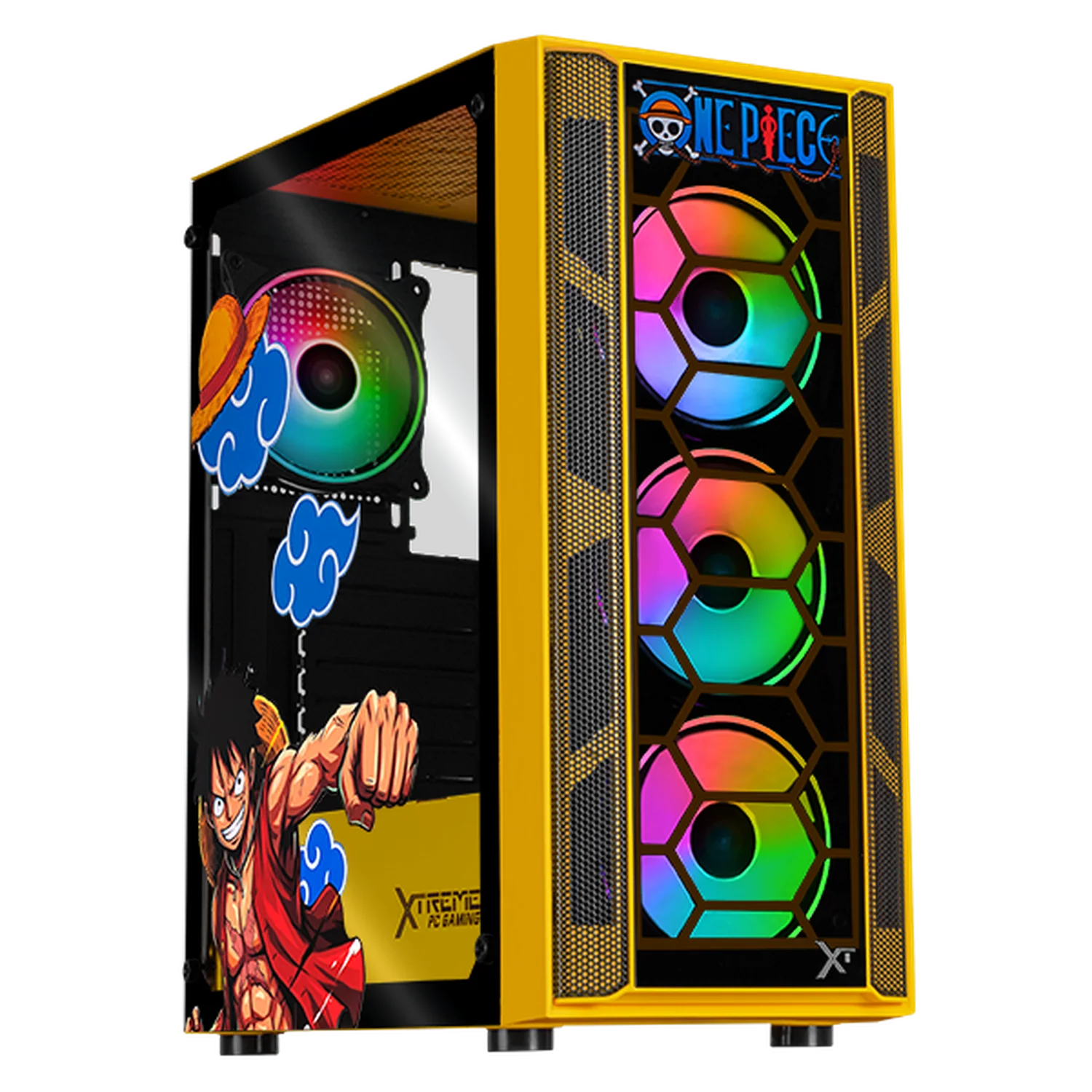 Gabinete XTREME PC GAMING Luffy Edition Media Torre 4 Fan ARGB Amarillo CXTLUKRYE