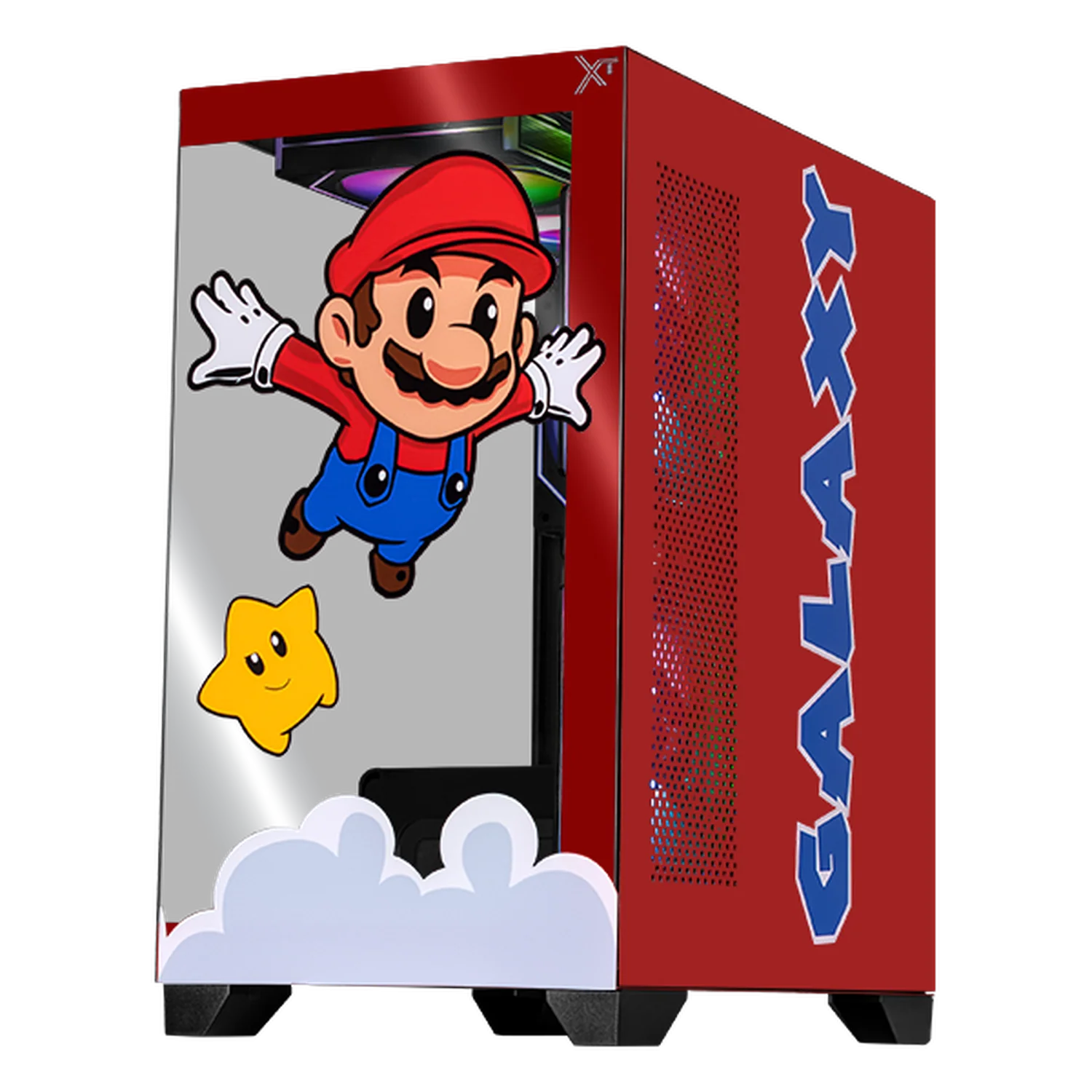 Gabinete XTREME PC GAMING Mario Galaxy Edition Mini Torre 5 Fan ARGB HUB Rojo CXTMACRRD - Image 2