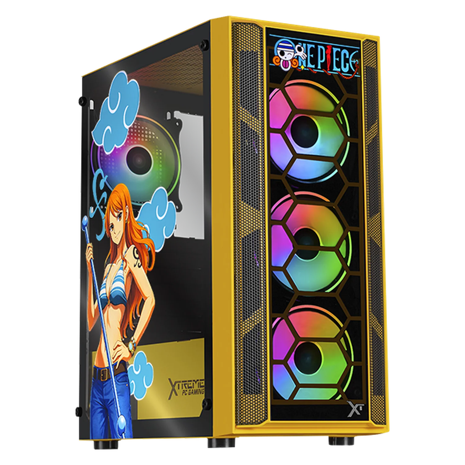 Gabinete XTREME PC GAMING Nami Edition Media Torre 4 Fan ARGB Amarillo CXTNAKRYE