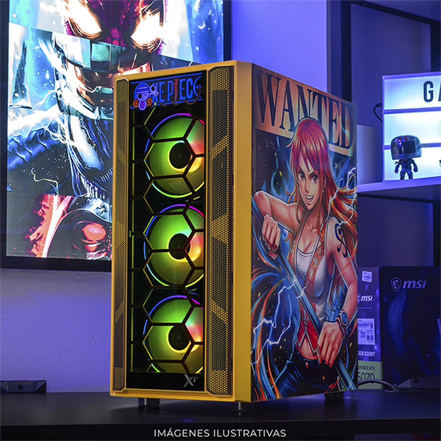 Gabinete XTREME PC GAMING Nami Edition Media Torre 4 Fan ARGB Amarillo CXTNAKRYE - Image 6