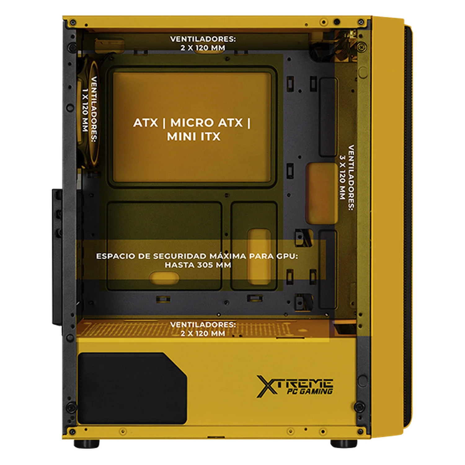 Gabinete XTREME PC GAMING One Piece Edition Media Torre 4 Fan ARGB Amarillo CXTONKRYE - Image 3