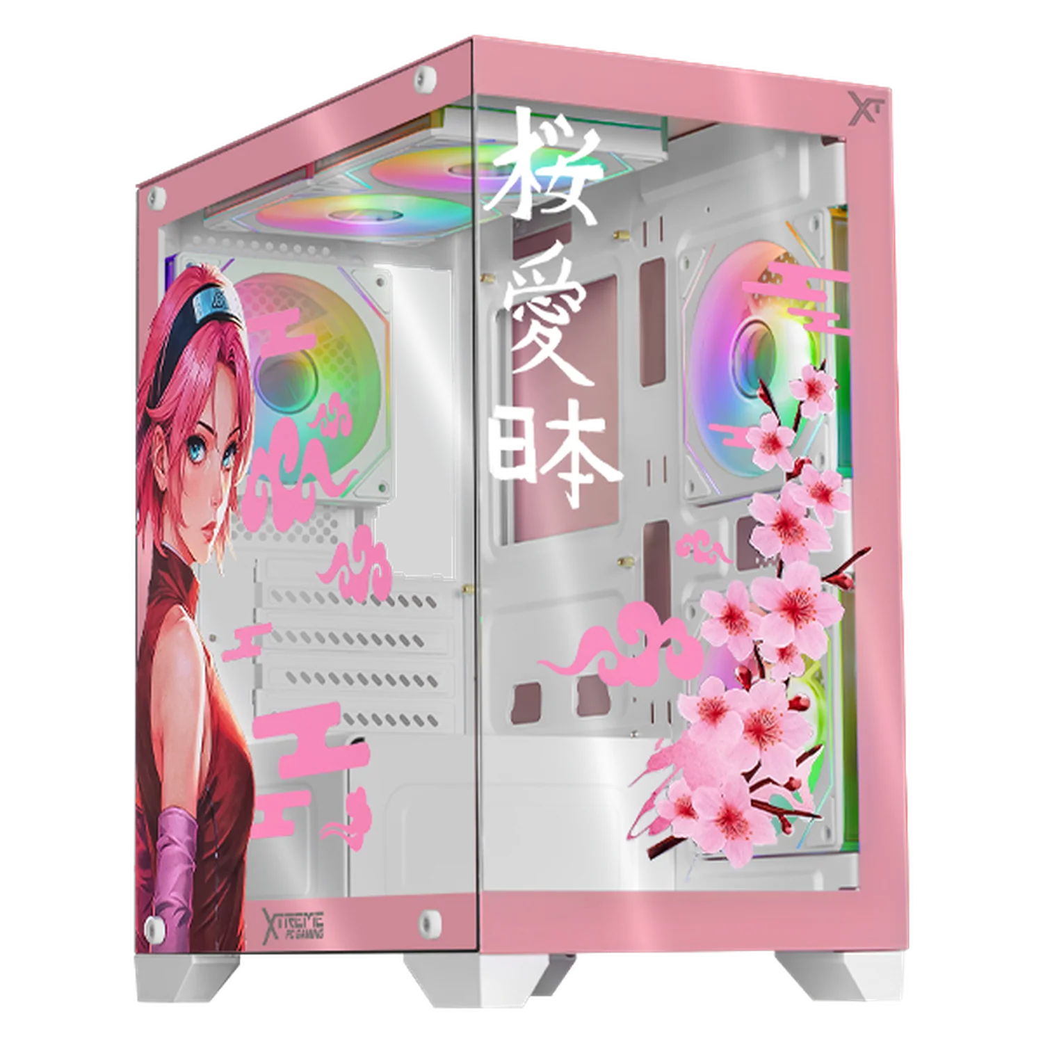 Gabinete XTREME PC GAMING Sakura Cherry Edition Mini Torre 5 Fan ARGB HUB Pink CXTSAHIPK