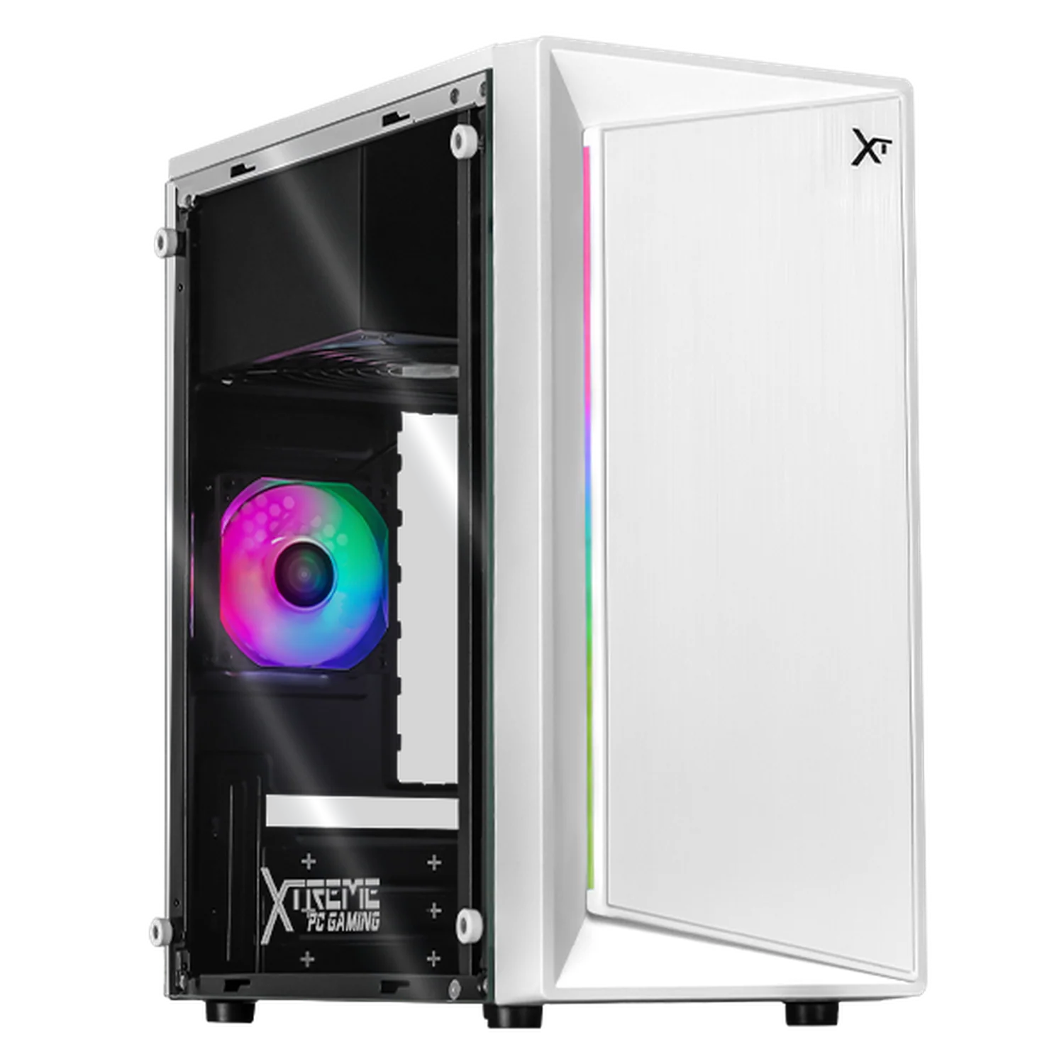 Gabinete XTREME PC GAMING Squad Mini Torre 1 Fan FRGB 500W Blanco CDXT900WTV2