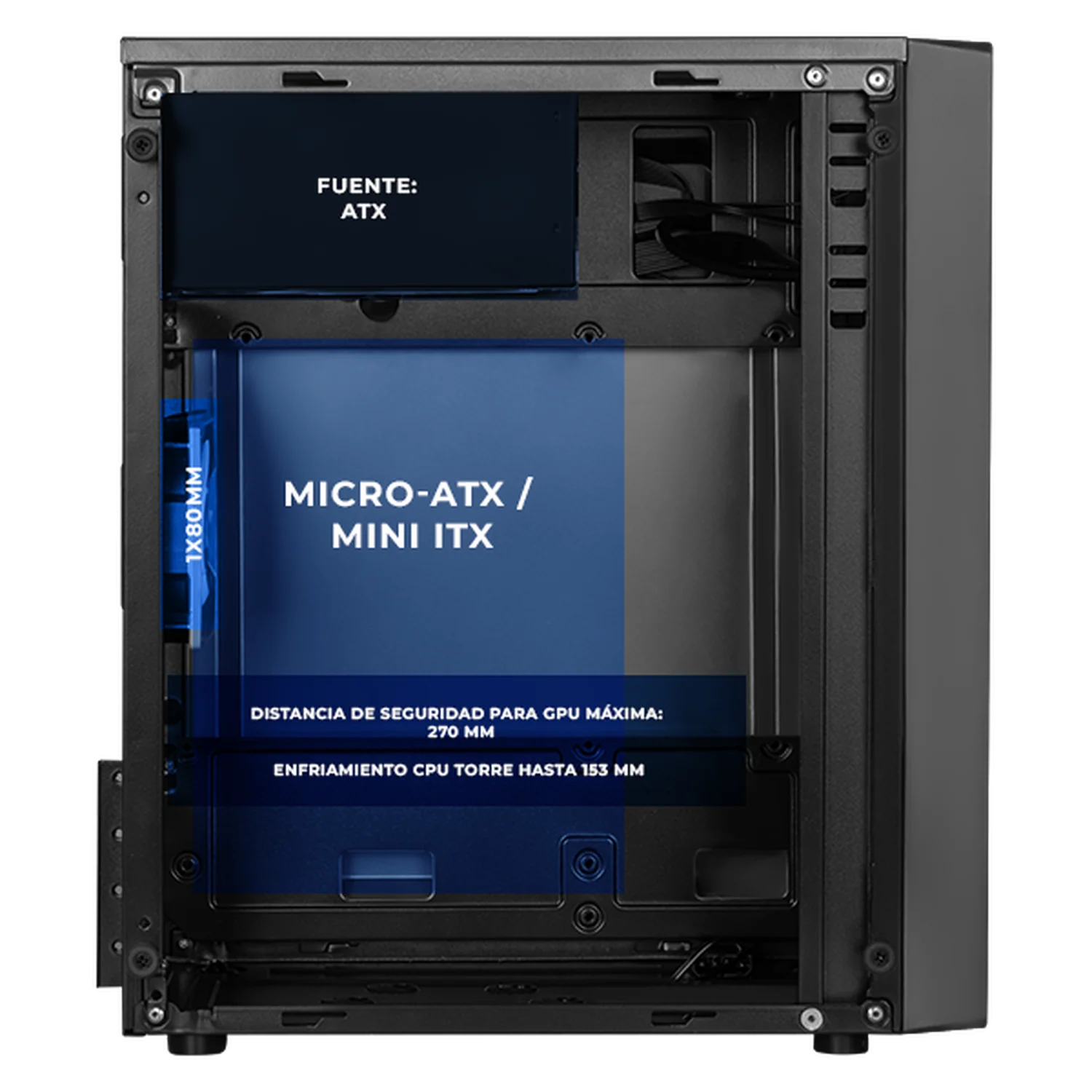 Gabinete XTREME PC GAMING Squad Mini Torre 1 Fan FRGB 500W Gris CDXT900MV2 - Image 3
