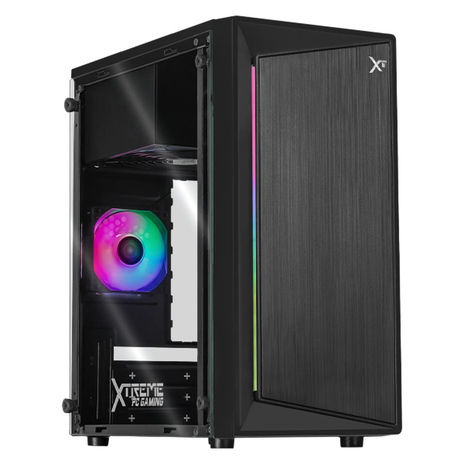 Gabinete XTREME PC GAMING Squad Mini Torre 1 Fan FRGB 500W Negro CDXT900BKV2