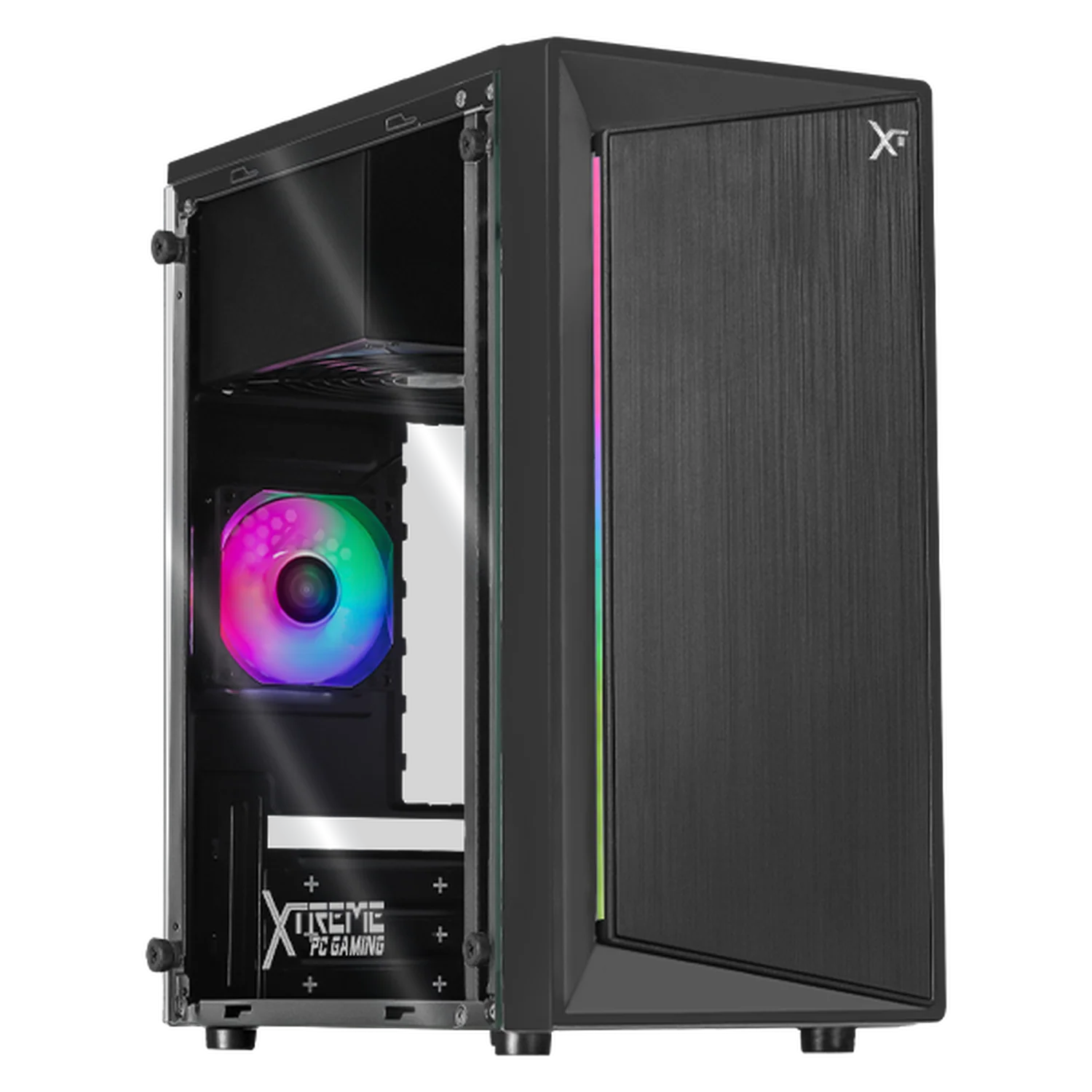 Gabinete XTREME PC GAMING Squad Mini Torre 1 Fan FRGB Gris CDXT900M