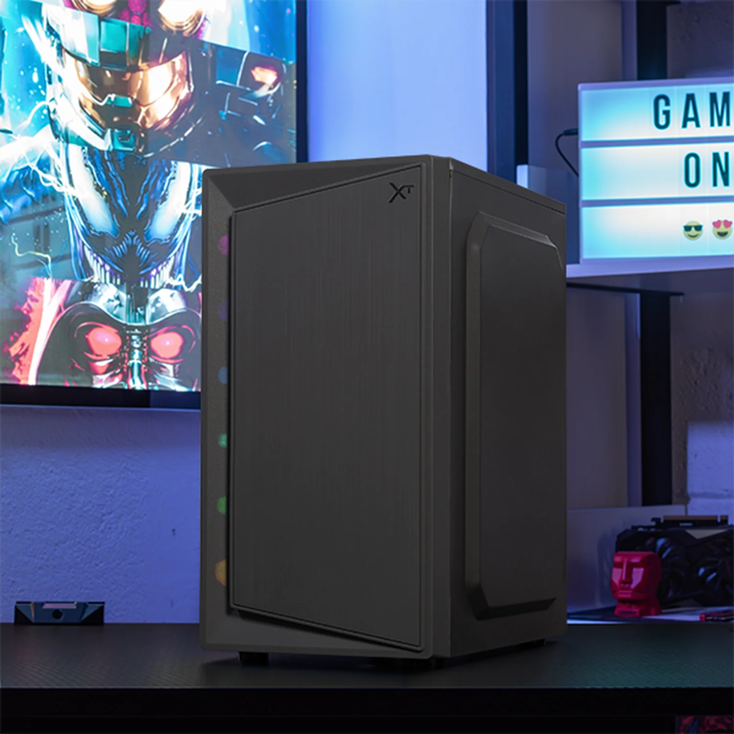 Gabinete XTREME PC GAMING Squad Mini Torre 1 Fan FRGB Gris CDXT900M - Image 6