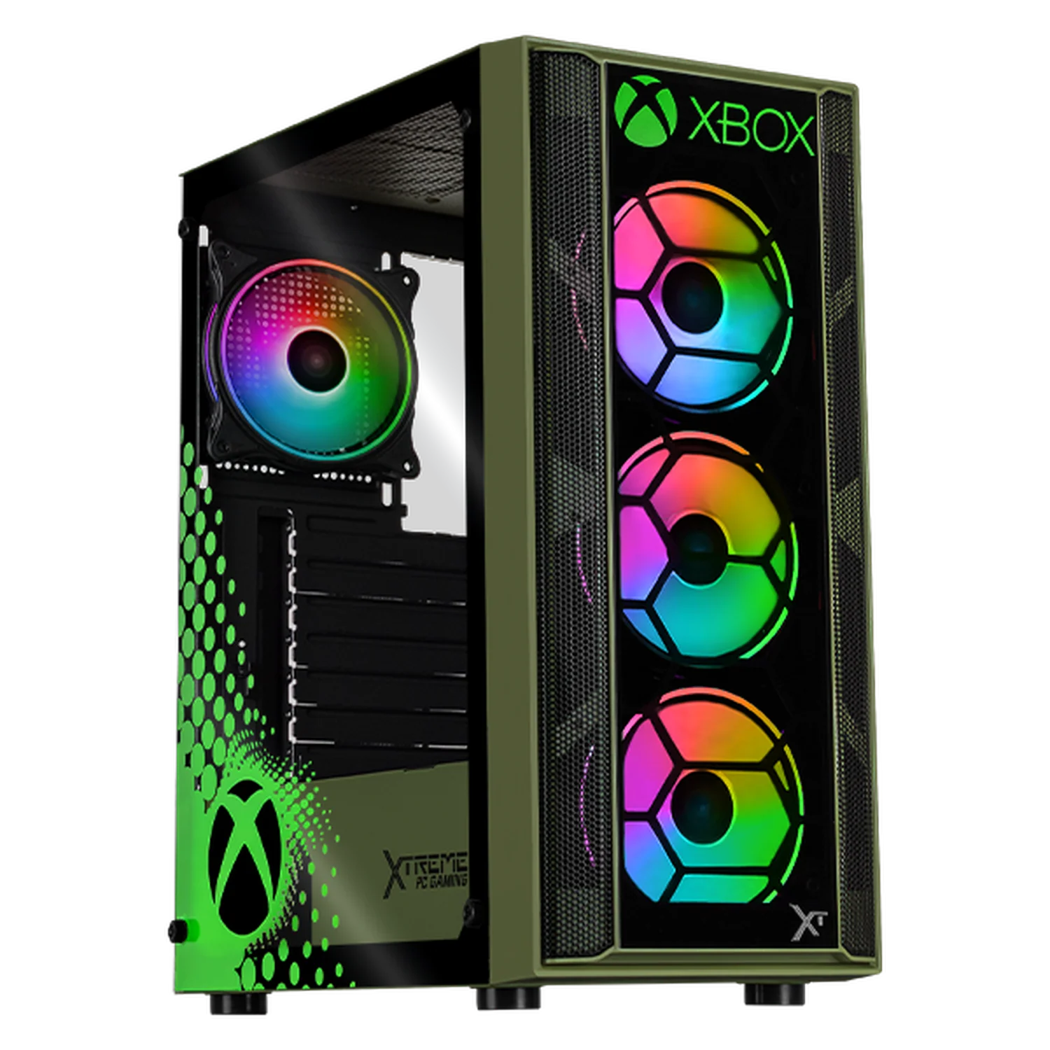Gabinete XTREME PC GAMING XBOX Edition Media Torre 4 Fan ARGB Verde Militar CXTXBKRDG