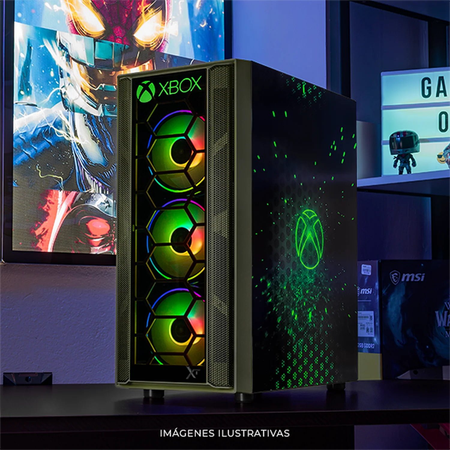 Gabinete XTREME PC GAMING XBOX Edition Media Torre 4 Fan ARGB Verde Militar CXTXBKRDG - Image 6