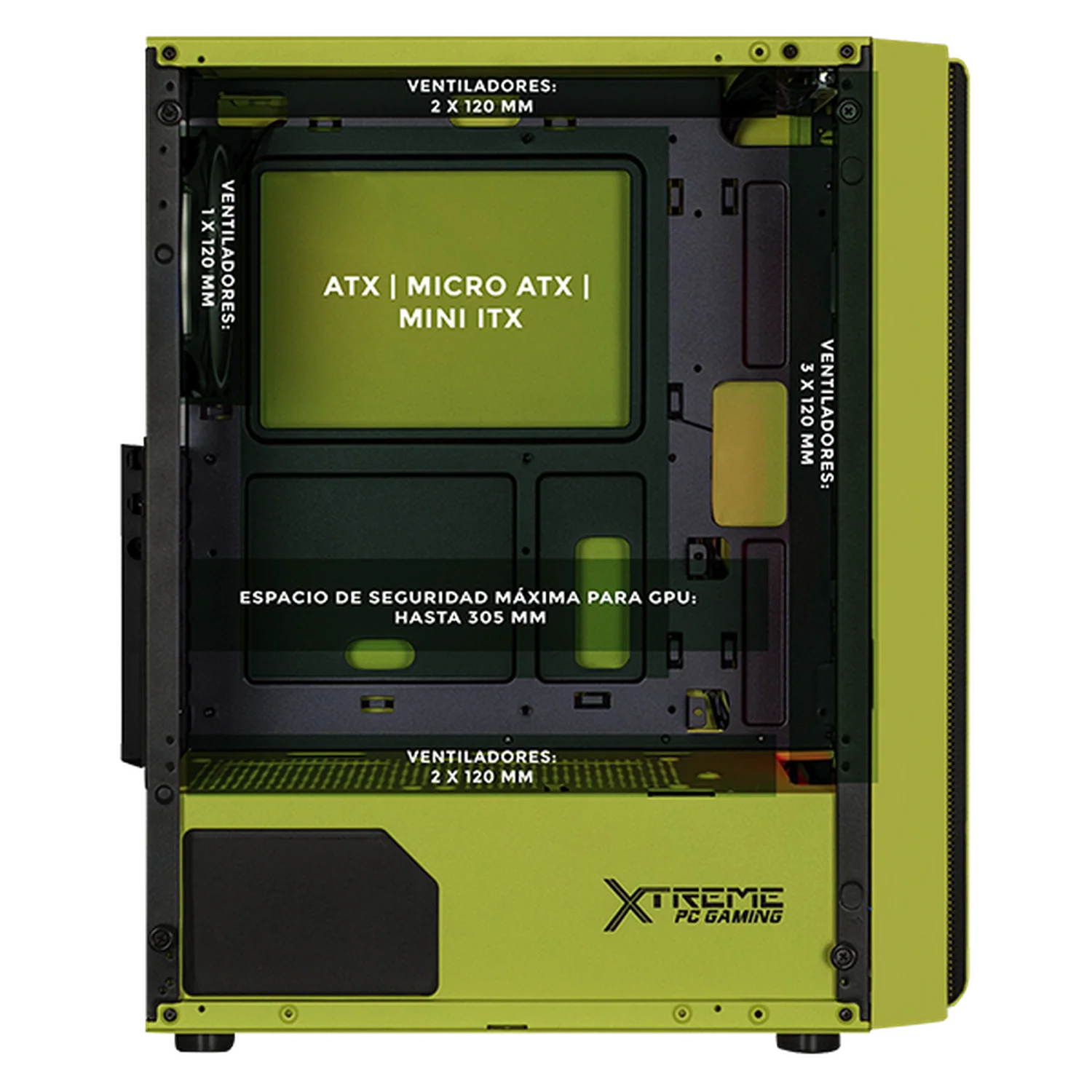 Gabinete XTREME PC GAMING Zoro Edition Media Torre 4 Fan ARGB Verde Neon CXTZOKRNG - Image 3