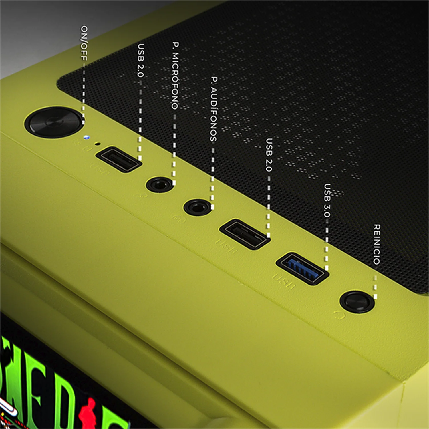 Gabinete XTREME PC GAMING Zoro Edition Media Torre 4 Fan ARGB Verde Neon CXTZOKRNG - Image 4